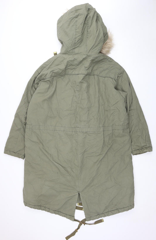 Womens UK Size 12 H&M Green Parka Coat
