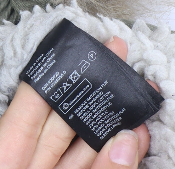 Womens UK Size 12 H&M Green Parka Coat