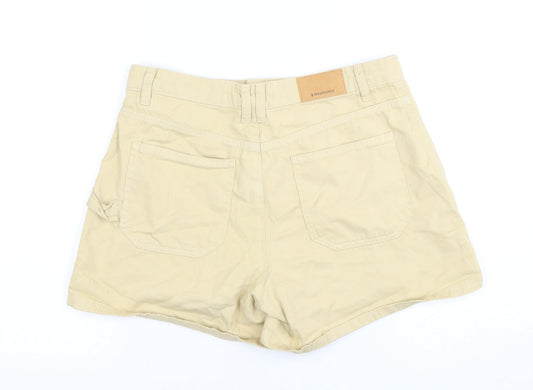 Stradivarius Women's Beige Shorts, UK 10, Cotton, Pockets