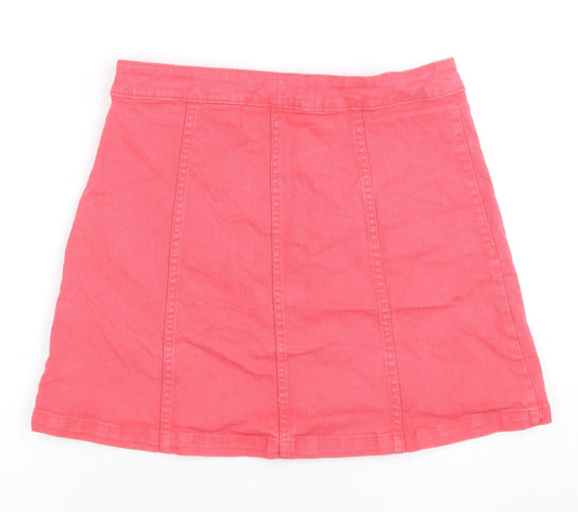 H&M Women's Pink A-Line Button Short Skirt Size 8