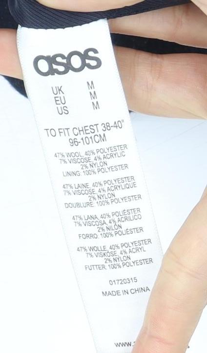 ASOS Men's Black Pea Coat, Medium, Double Breasted 38-40"