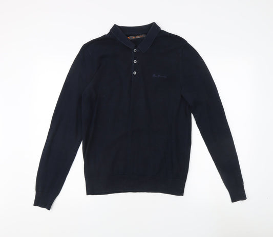 Mens UK Size S Ben Sherman Blue Henley Jumper