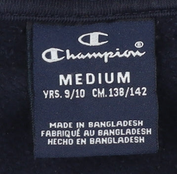 Brand and care label for Champion Teens Blue Full Zip Hoodie M