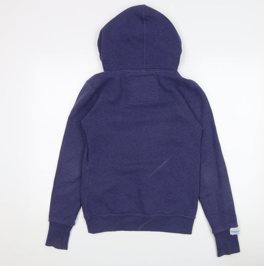 Superdry Women's Blue Hoodie, Size S, Logo Accent