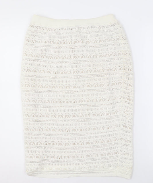 Fenn Wright Manson Ivory Knit Pencil Skirt, M, Women's