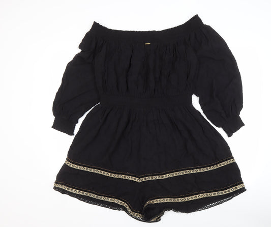 Superdry Women's Black Off-the-Shoulder Playsuit Size 16