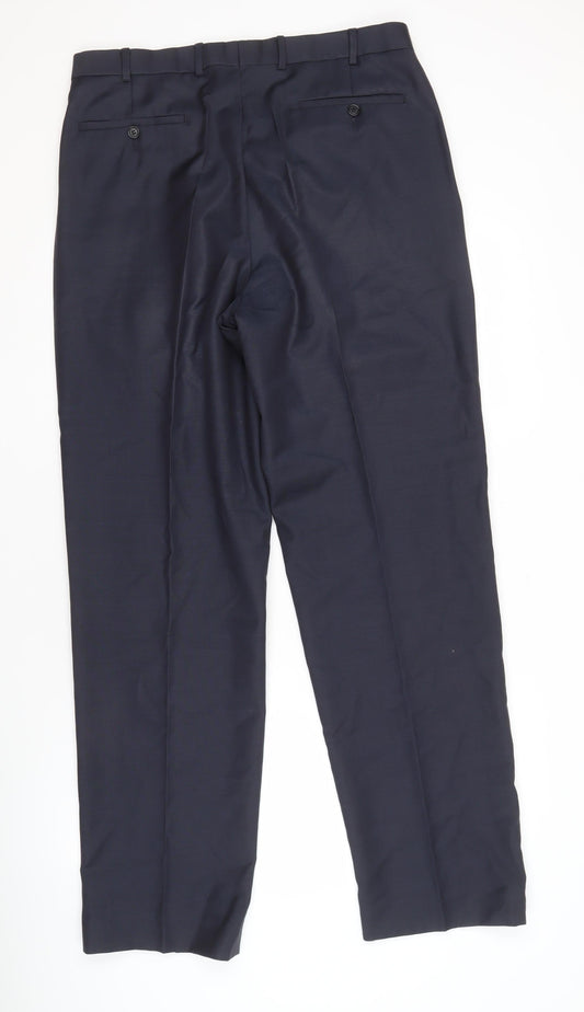 Marks and Spencer Men's Blue Wool Trousers Size 36/33