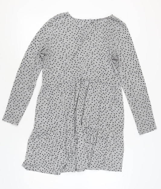 New Look Women's Grey Polka Dot Dress Size 14