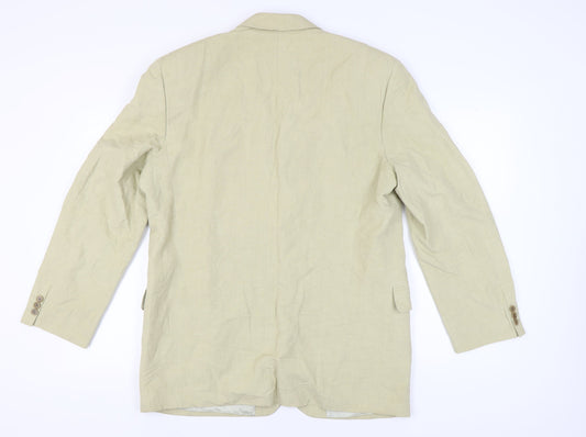 Jaeger Beige Linen Blazer Jacket Men Size 44L