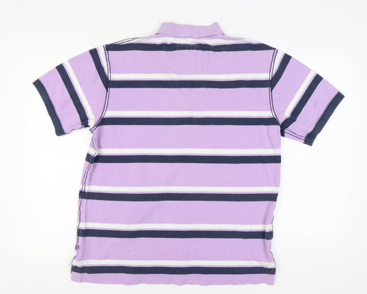 Boden Men's XL Purple Striped Short Sleeve Polo