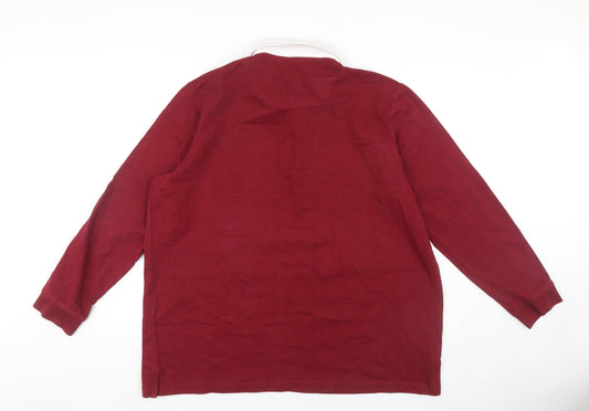 Cotton Traders Men's Red 2XL Long Sleeve Polo