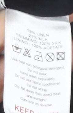 Monsoon Women's Black Floral Linen Skirt Size 14