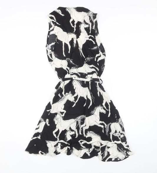 Karen Millen Women's Black Animal Print Sleeveless Dress