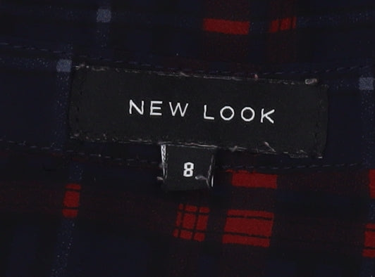 New Look Women's Red Plaid Button-Up Shirt, Size 8