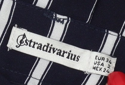 Womens UK Size 6 Stradivarius Regular Fit Paperbag Blue Trousers