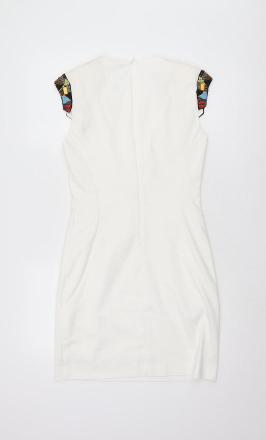 MNG Collection White Sheath Dress, Cap Sleeves, Size 12