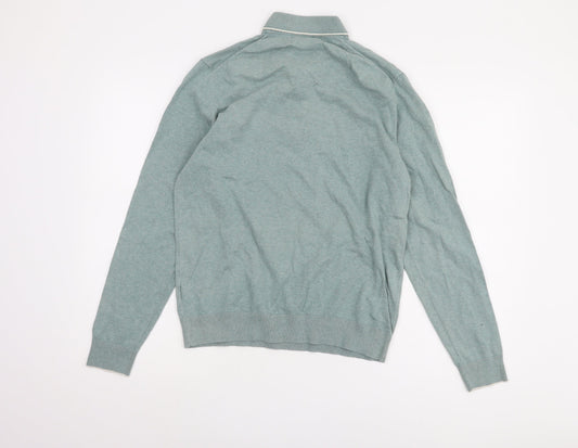 Marks and Spencer Men's Green Henley Jumper M