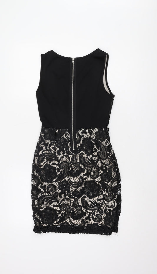 H&M Women's Black Lace Bodycon Dress XS