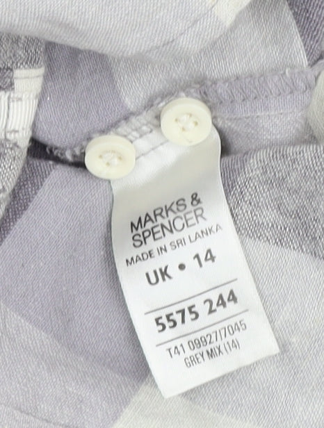 Womens UK Size 14 Marks and Spencer Grey Basic Button-Up
