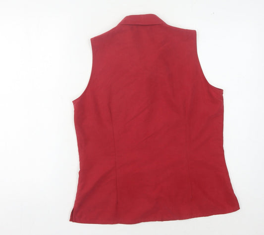 Womens UK Size 12 Mackays Red Basic Button-Up