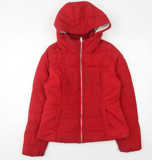 Womens UK Size M Hollister Red Puffer Jacket