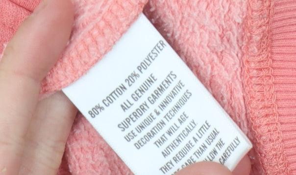 Superdry Women's Pink Pullover Hoodie, Size S