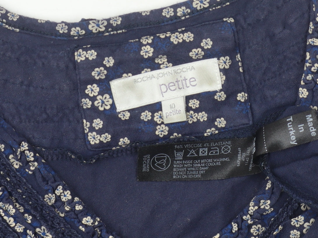 Womens UK Size 10 Rocha John Rocha Blue Basic Blouse