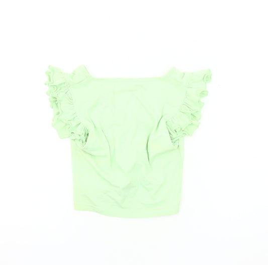 Womens UK Size 10 Missguided Green Cropped T-Shirt