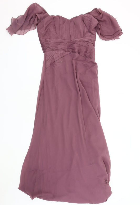 Additional front view of ASOS DESIGN Women’s Purple A-Line Dress, size UK 8, Off Shoulder