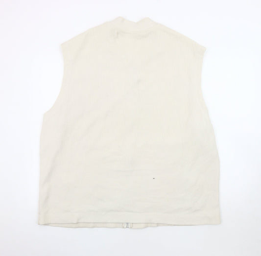 ASOS Design Men's Beige Waistcoat, 2XL, Full Zip Cotton