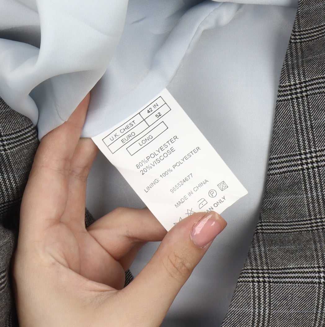 Mens UK Size 42 Moss London Regular Grey Suit Waistcoat