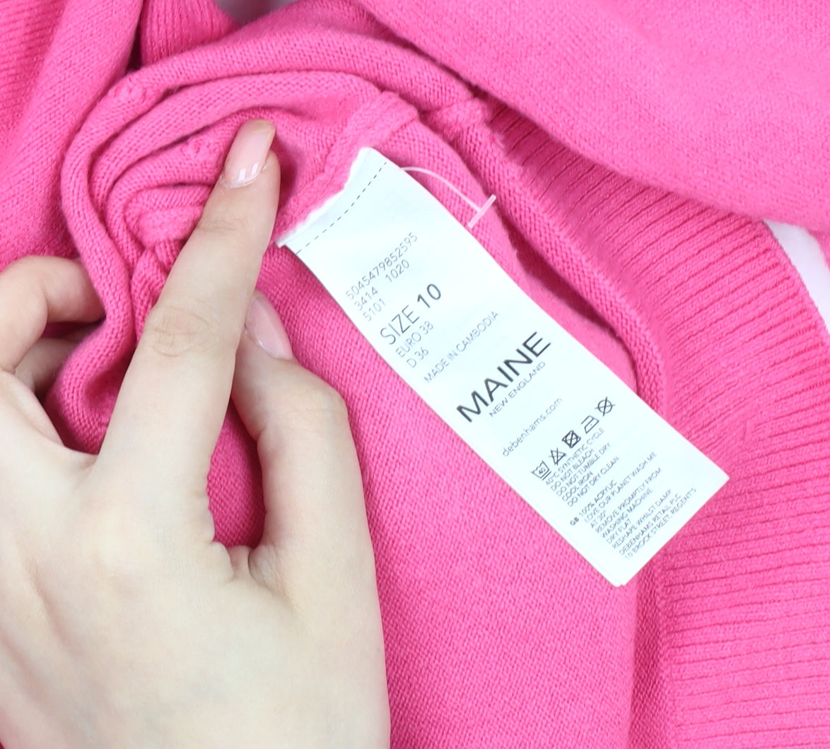 Womens UK Size 10 Maine New England Pink Pullover Jumper