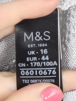 Womens UK Size 16 Marks and Spencer Grey Cardigan Jumper