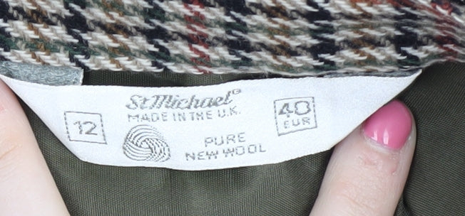 Marks and Spencer Women's Check Wool Midi Skirt - Size 12