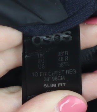 Brand and care label for ASOS Men's Blue Slim Fit Blazer 38R Business