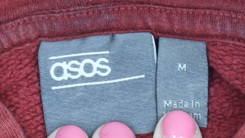 Mens UK Size M ASOS Red Pullover Hoodie