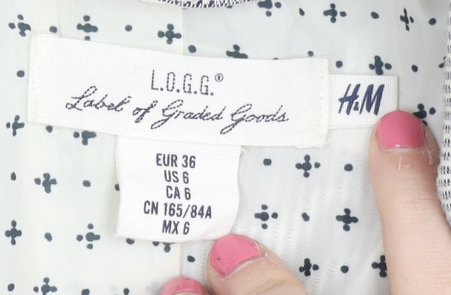 H&M Women's Grey Pinstripe Blazer, Size 8, Regular