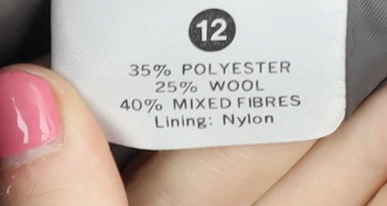 C&A Women's Grey Blazer, Size 12, Wool Blend, Five-Button