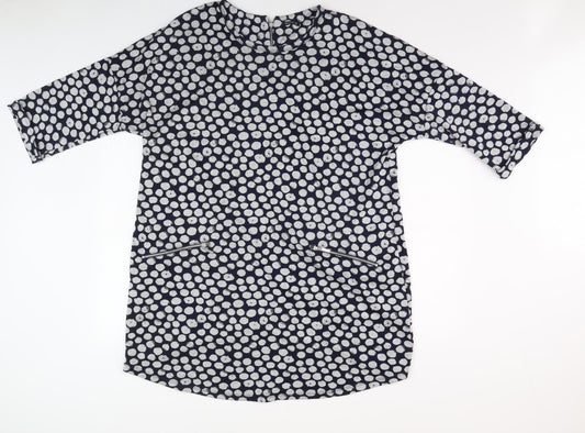 Additional front view of Women's Blue Polka Dot 3/4 Sleeve Dress, size 18