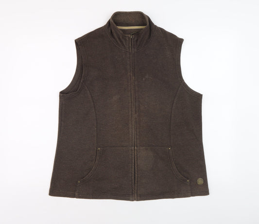 Dash Women's Brown Sleeveless Zip Waistcoat Size 16