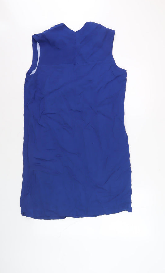 Massimo Dutti Women’s Blue V-Neck Sleeveless Shift Dress