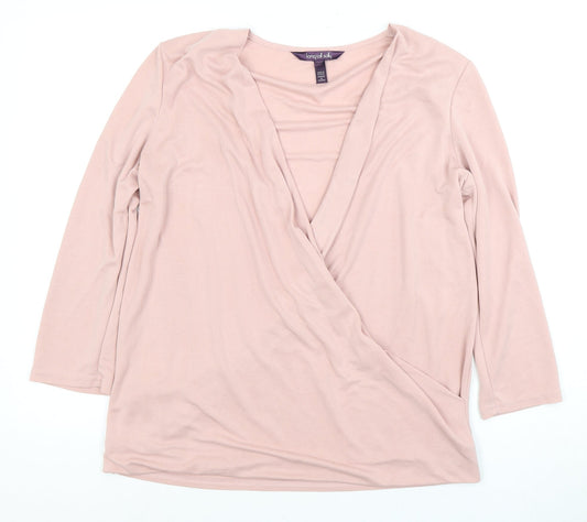 Womens UK Size S Long Tall Sally Pink Wrap Blouse