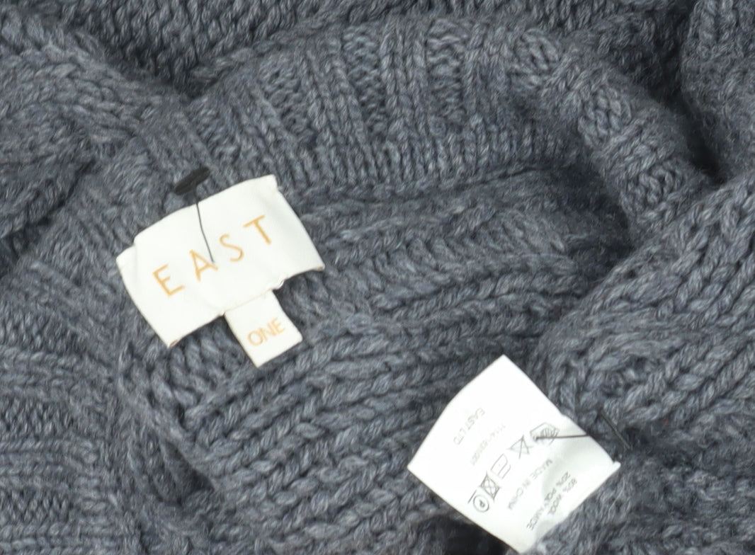 East Women's Grey Cowl Neck Cable Knit Sleeveless Jumper