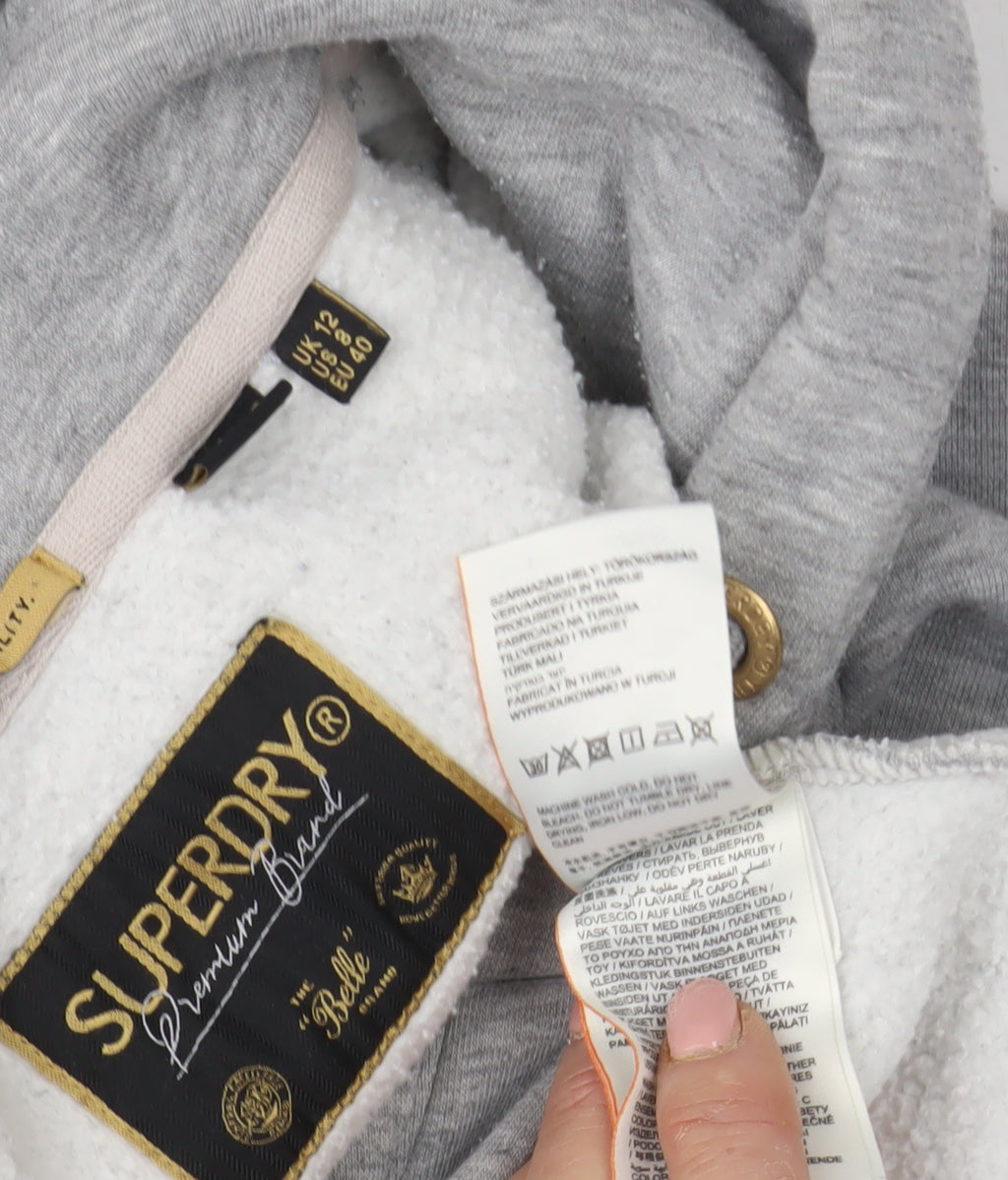 Superdry Unisex Grey Pullover Hoodie - M Premium