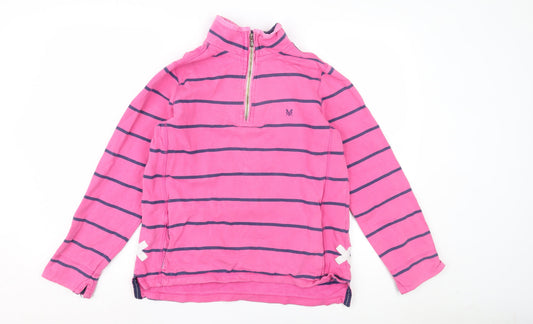 Additional front view of Crew Clothing Women's Pink Striped Pullover Sweatshirt