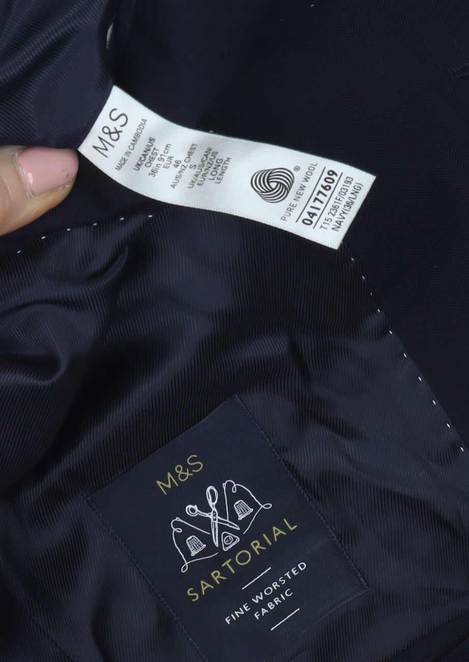 Mens UK Size 36 Marks and Spencer Regular Blue Suit Jacket