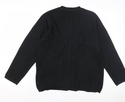 Damart Women's Black V-Neck Cardigan Size 16