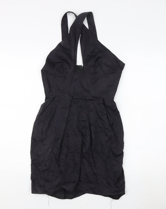 Additional front view of French Connection Women's Black Halter Dress, size 8