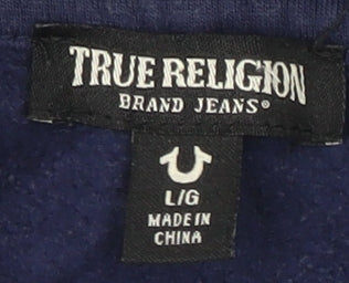 True Religion Men's Blue L Graphic Hoodie