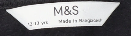 Marks and Spencer Girls Black Sweatshirt 12-13 Yrs